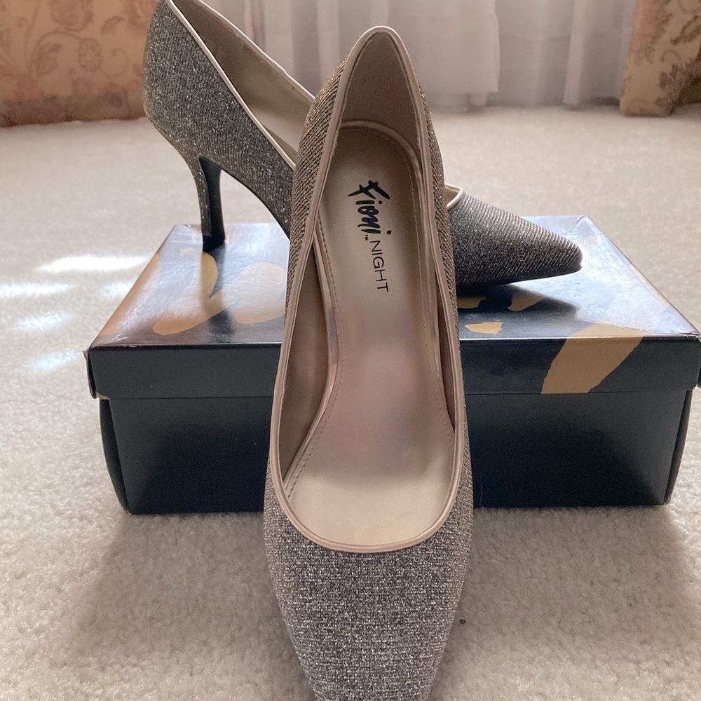 Sparkling gold shoes by Fioni Night.
